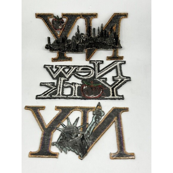 Set 3 NY Big Apple Statue Liberty Embroidered Patches 3"x5" Sew Iron-on NEW - Picture 2 of 5